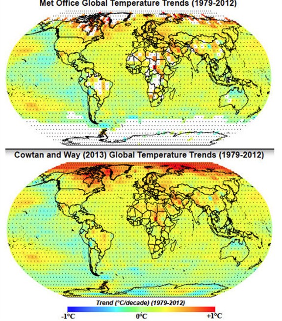 Map showing global warming.