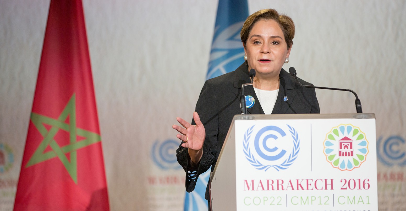 联合国气候变化框架公约执行秘书帕特里夏Espinosa at COP22 in Marrakech