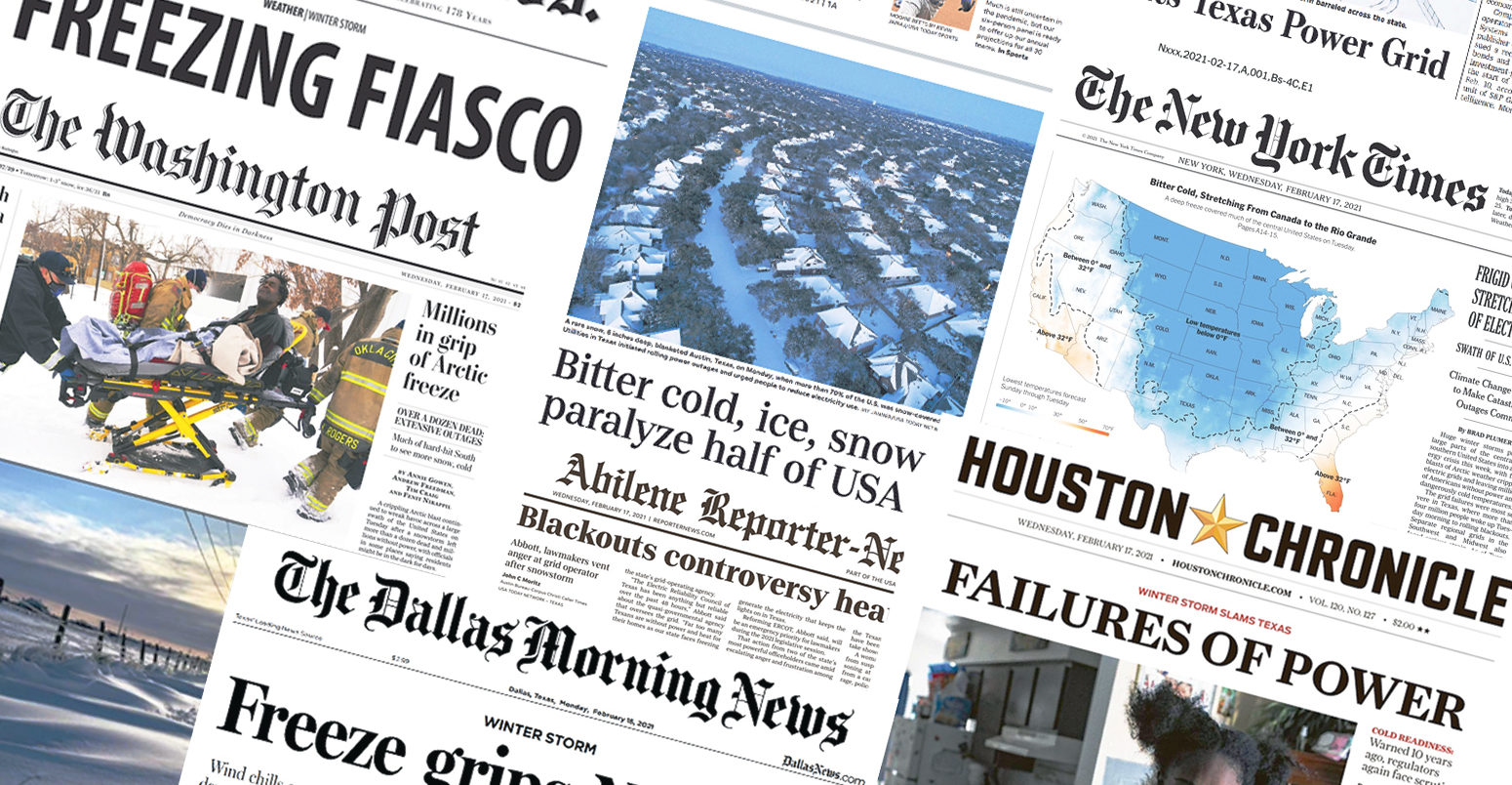 Texas deep freeze power blackouts and the role of global warming