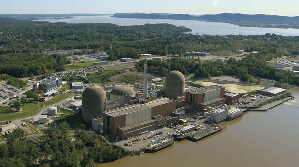 Aerial view of Indian Point nuclear power plant New York
