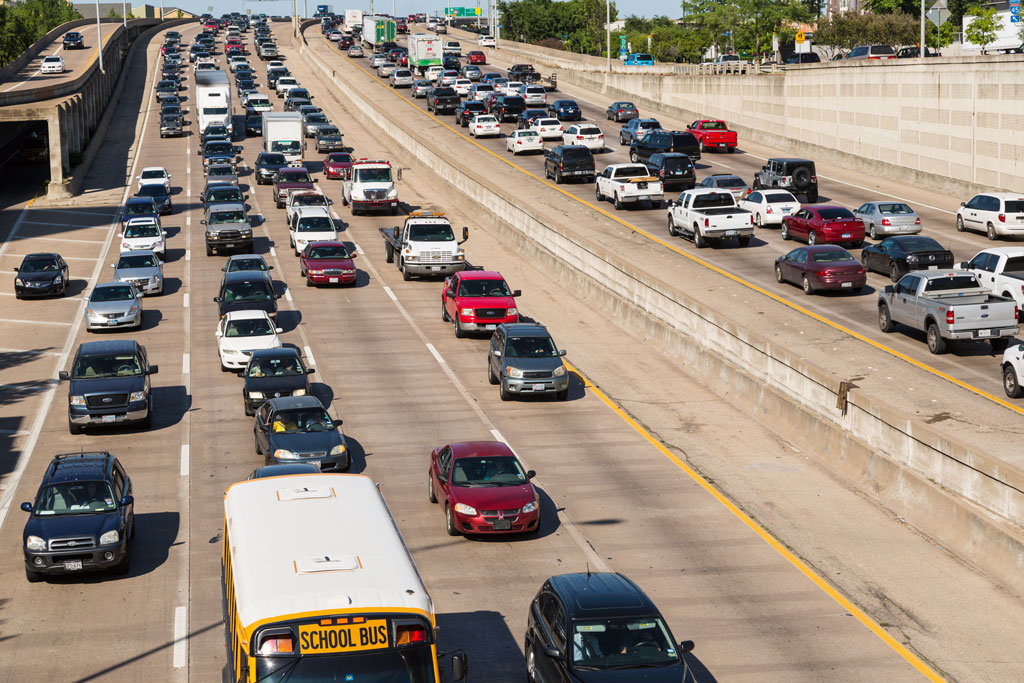 Heavy traffic on central expressway freeway 45 in Dallas