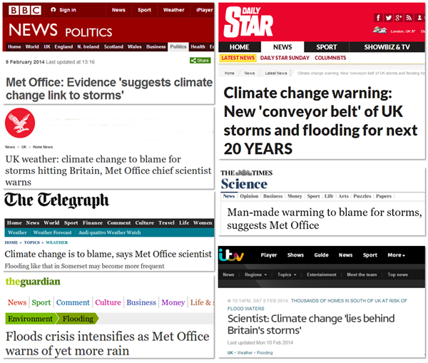 climate change and flood media coverage, Feb 9th