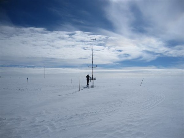 Weather station operated by the DMI at summit of the Greenland ice sheet