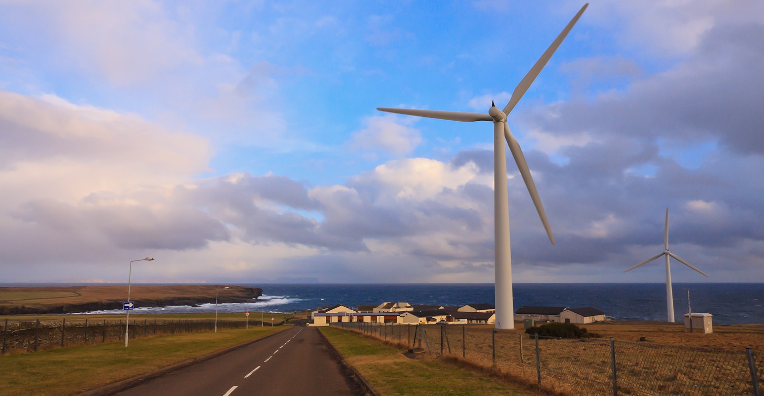 Wind turbines in the far north of Scotland