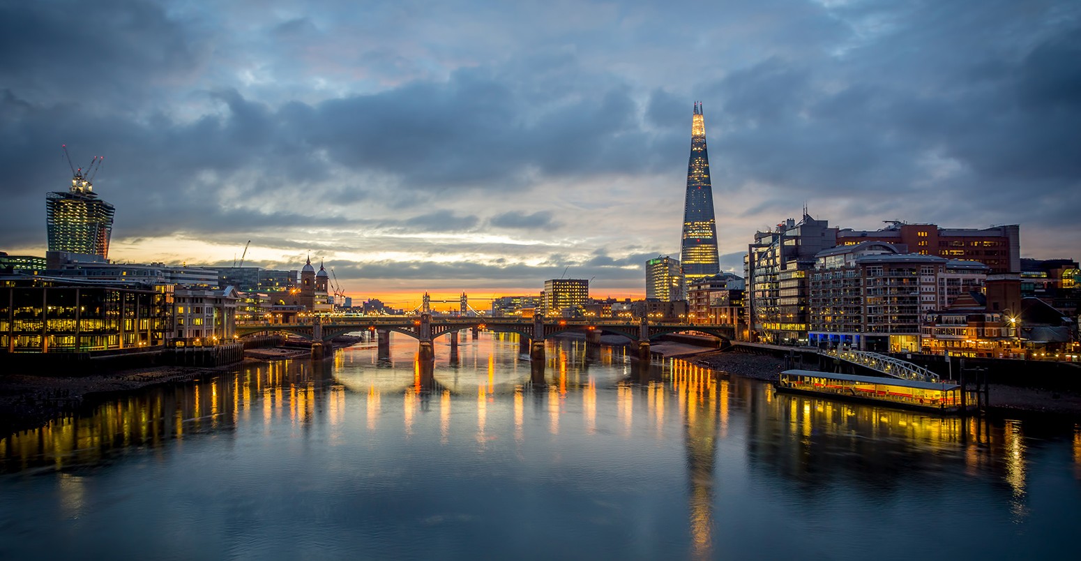 A view of the London skyline from the Millennium Bridge