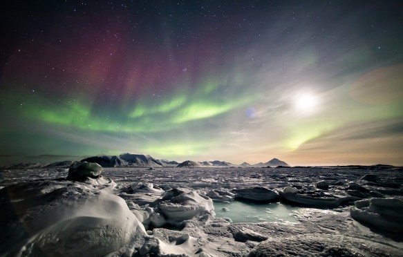 Arctic landscape with Northern Lights