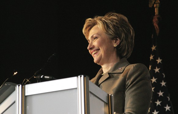 Hillary Clinton makes a speech