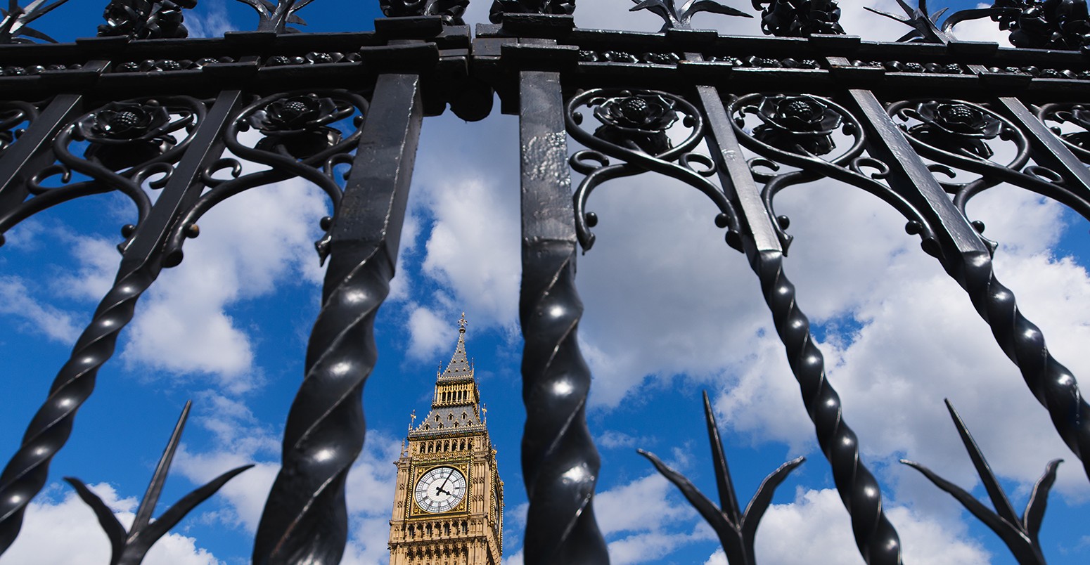 UK, England, London, Parliament gate and Big Ben