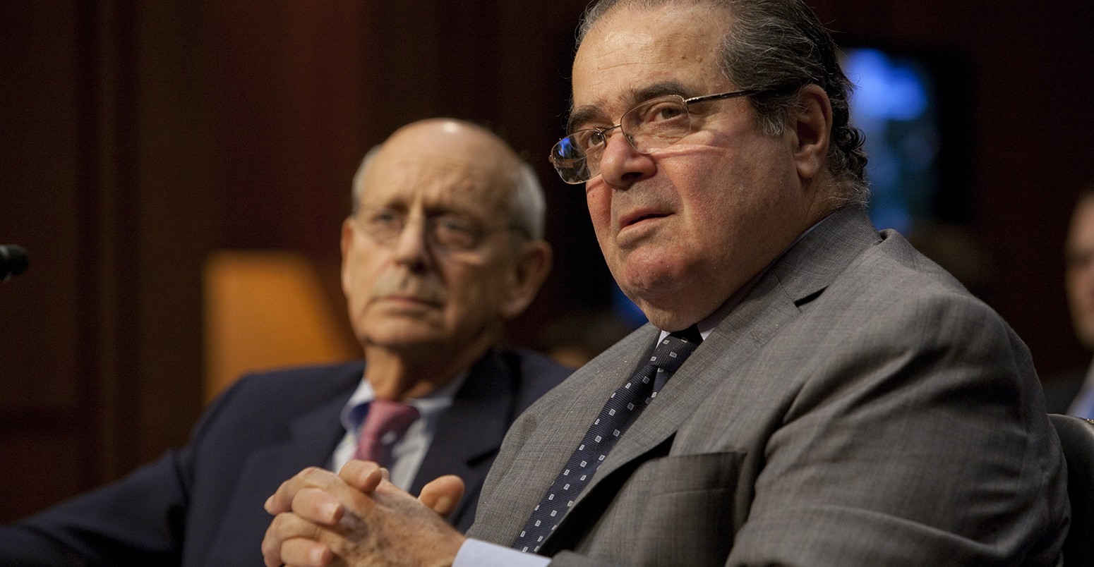 Supreme Court Justices Breyer and Scalia at a hearing at the US Senate Judiciary Committee