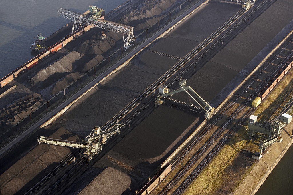 Coal for shipping, Duisburg, Rhineland, Germany