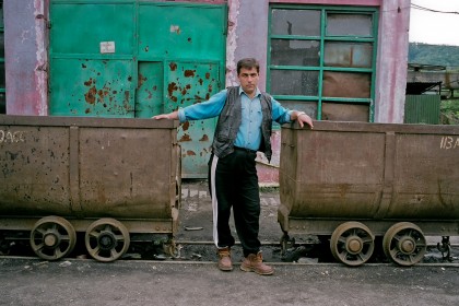 An ex-miner at an abandoned coal mine in Romania