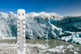A thermometer taking the air temperature by the Russell Glacier near Kangerlussuaq Greenland
