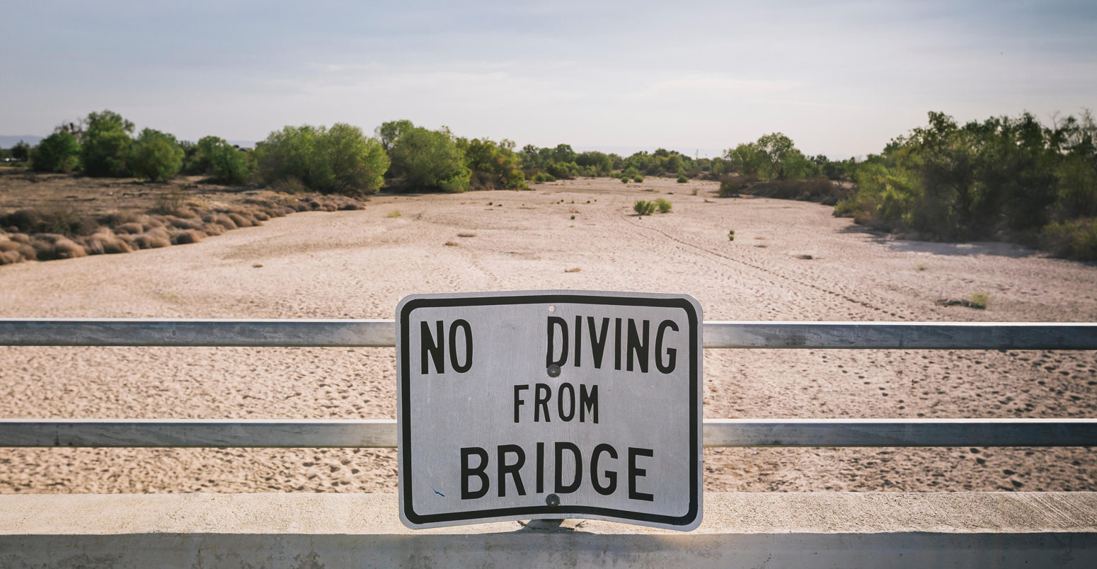 Bridge in California over dried up river