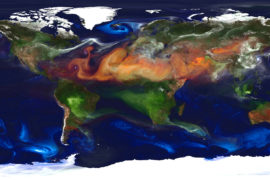 View of aerosol movement created by NASA'a models and supercomputers.
