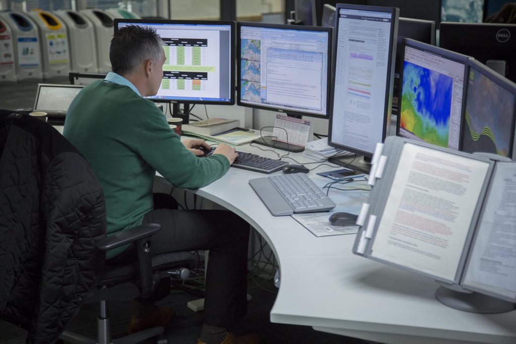 Climate modeller at work in the Met Office, Exeter, UK