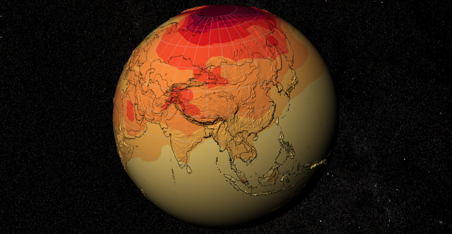 Climate models project 21st century global temperatures. Credit: Alex Kekesi / NASA's Scientific Visualization Studio
