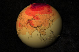 气候模型项目21世纪全球温度。信用：Alex Kekesi / NASA的科学可视化工作室
