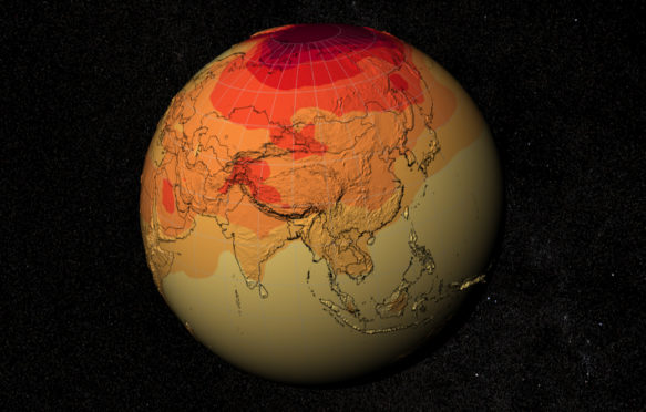 气候模型预测了21世纪的全球气温。图片来源:Alex Kekesi / NASA科学可视化工作室