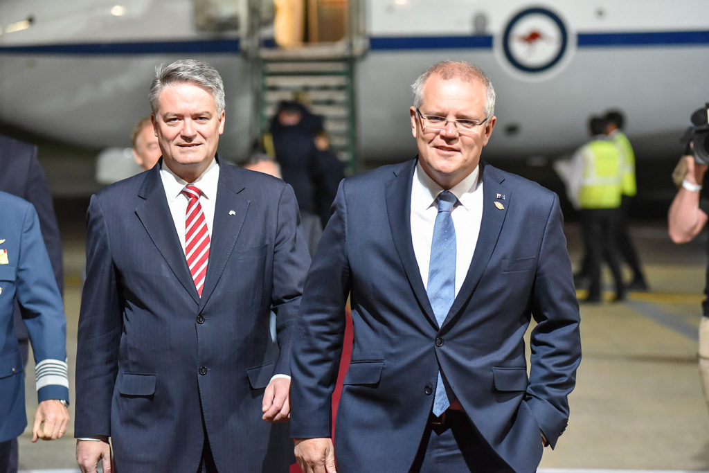 Prime Minister of Australia, Scott Morrison (right), arrives at the G20 in Argentina Credit: G20 Argentina via <a target=