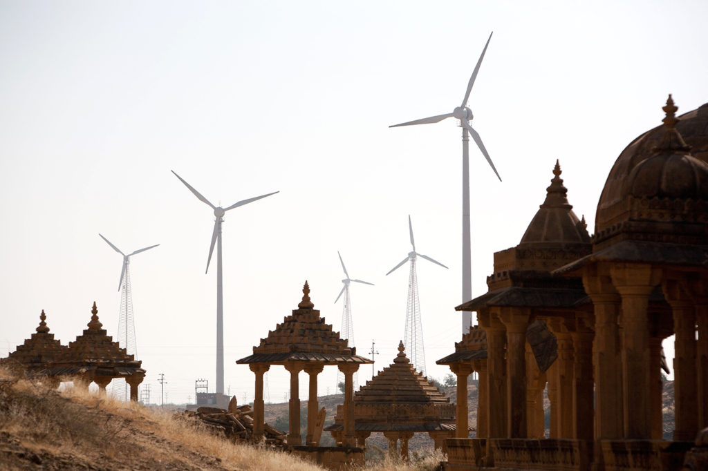 A wind farm in Rajasthan, India. Credit: jeremy sutton-hibbert / Alamy Stock Photo. CCA1Y8