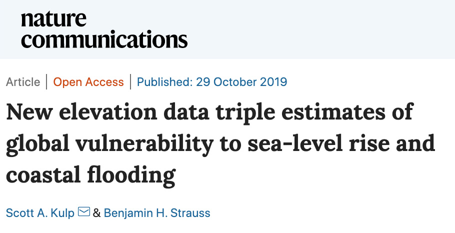 截图自然通讯:新高度data triple-estimates of global vulnerability to sea-level rise and coastal flooding