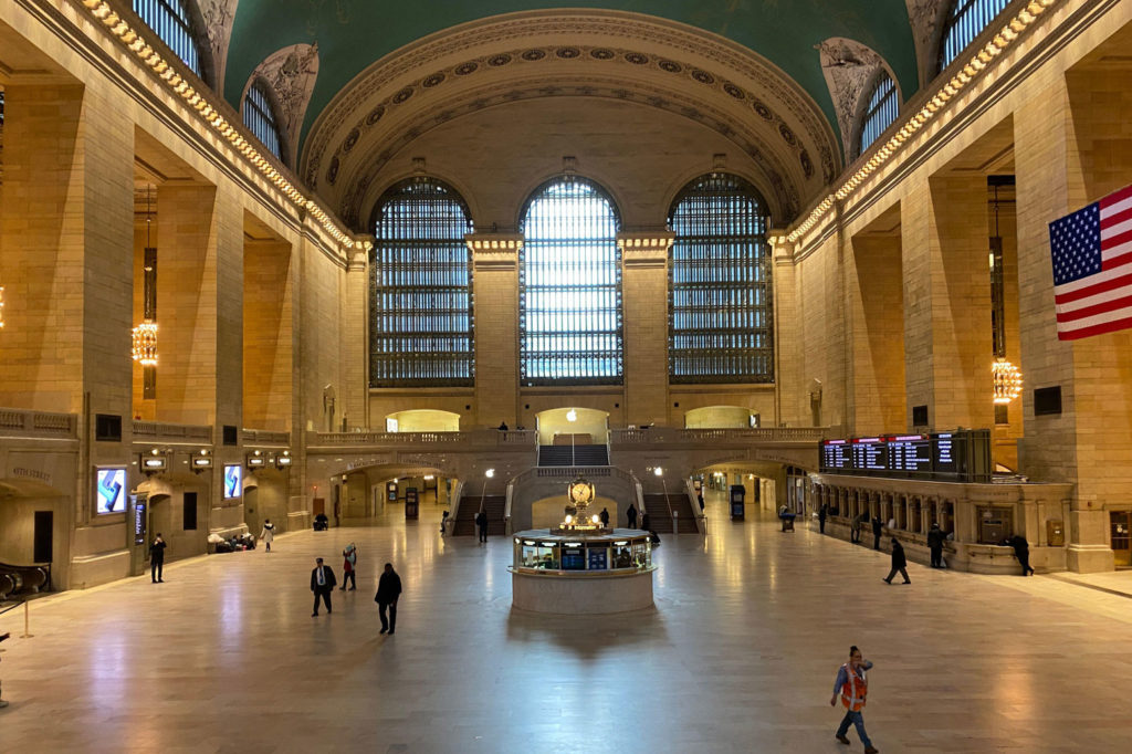 An almost empty Grand Central Terminal, usually very busy in the morning, as the Coronavirus spreads and New York City braces for official lockdown.