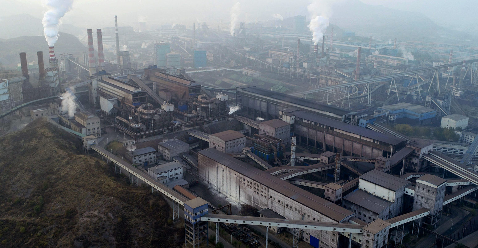 Aerial view of coal plant in Chengde, China, 12 December 2019. Credit: Bonandbon / Alamy Stock Photo.
