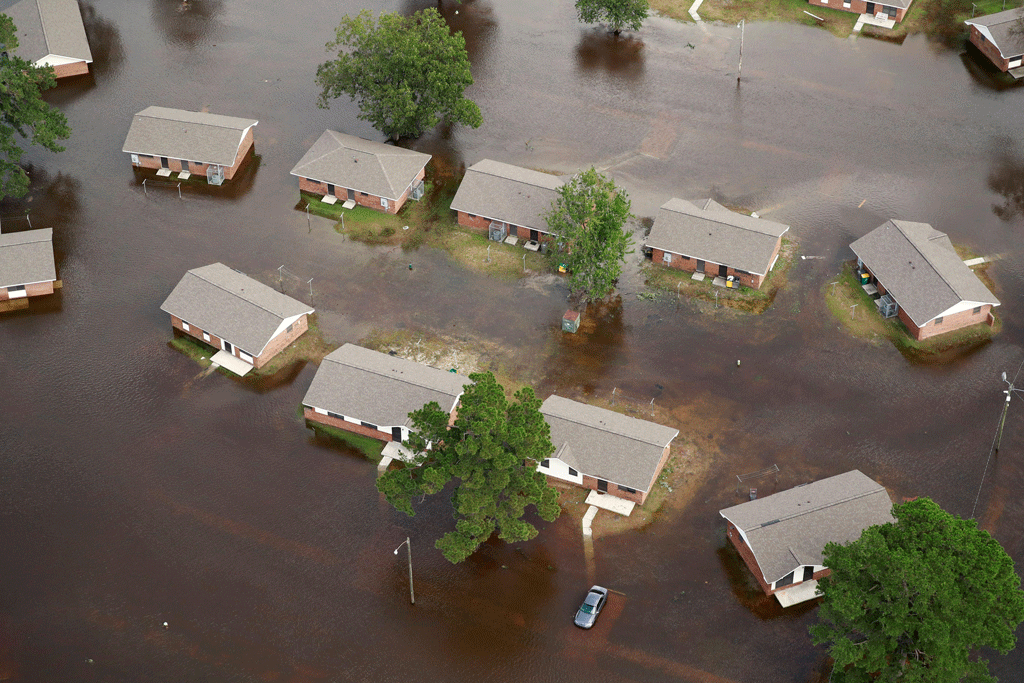 Houses in North Carolina sit in floodwater caused by Hurricane Florence