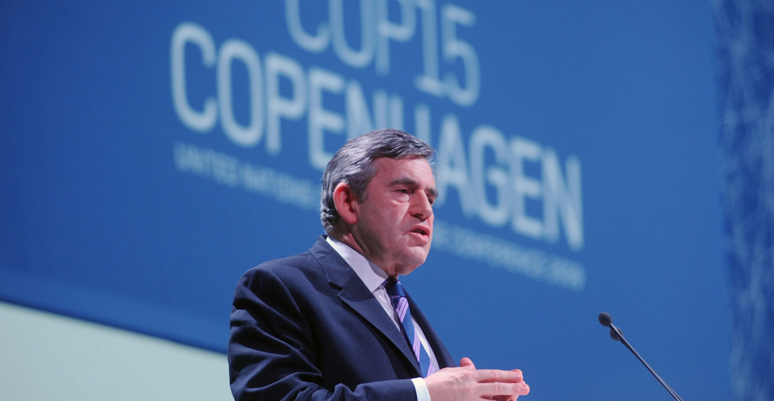 UK Prime Minister Gordon Brown addresses COP15, Copenhagen. December 2009. Credit: IISD/ENB