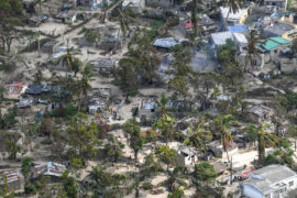 Aerial view of the aftermath of Cyclone Idai, near Bebedo, Mozambique. 8 April 2019. Credit: US Air Force Photo / Alamy Stock Photo.