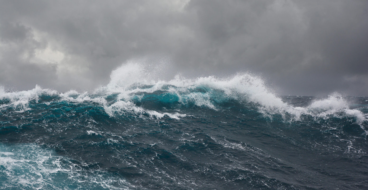 Sea wave in north part of Atlantic ocean during storm.