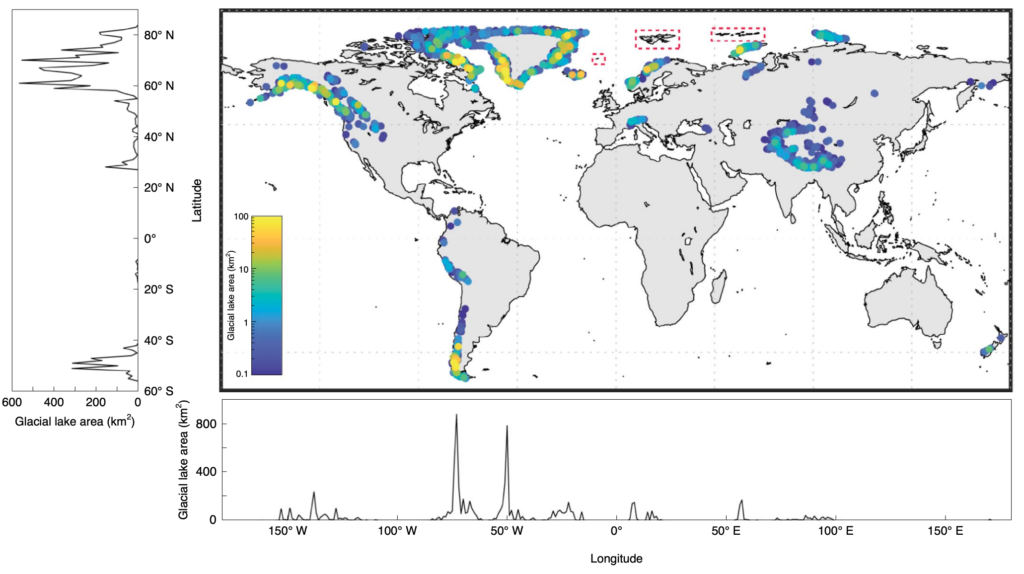 Shugar et al (2020) Fig1 Map of near-global glacial lake distribution and evolution