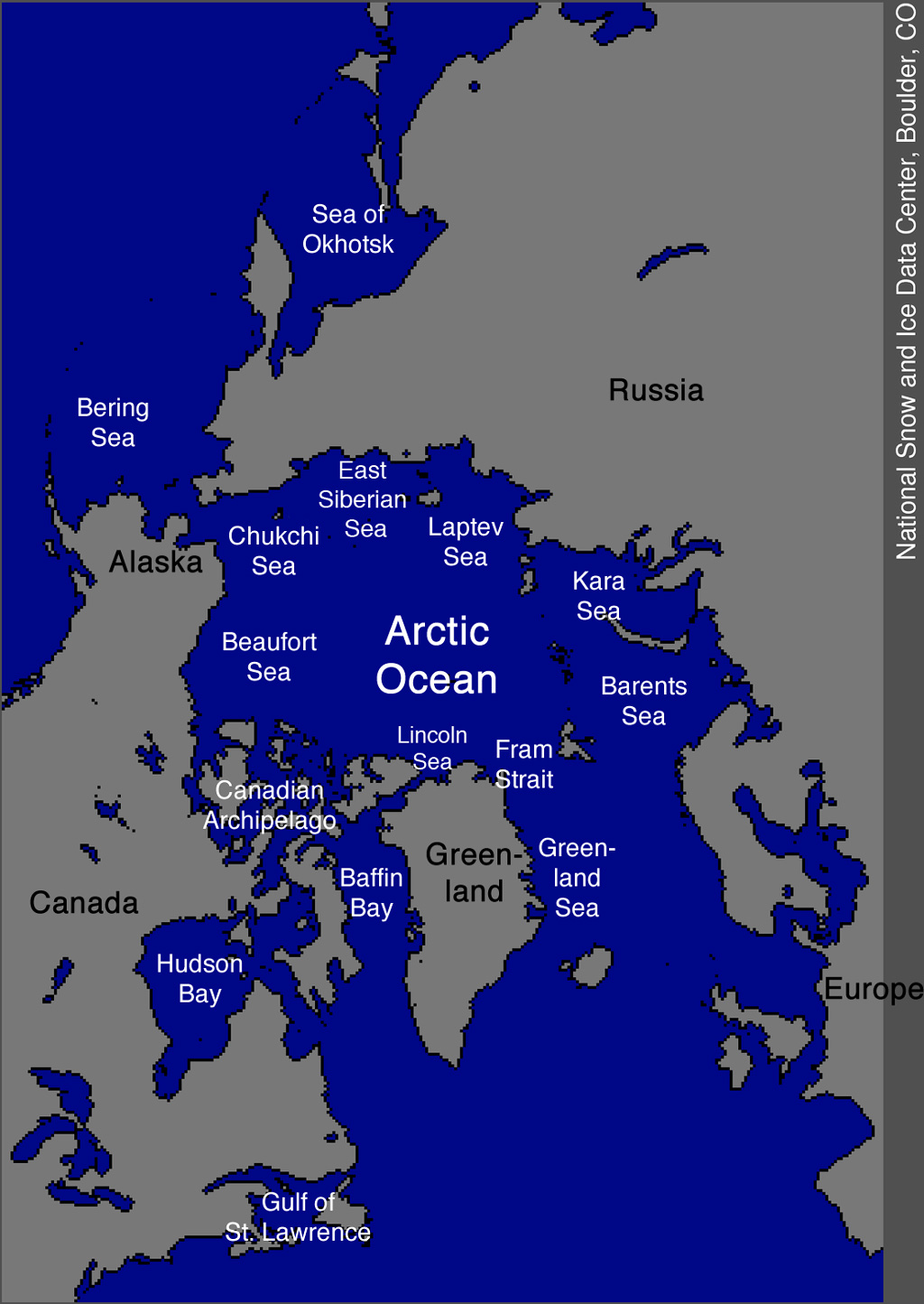 一个map of the Arctic Ocean.