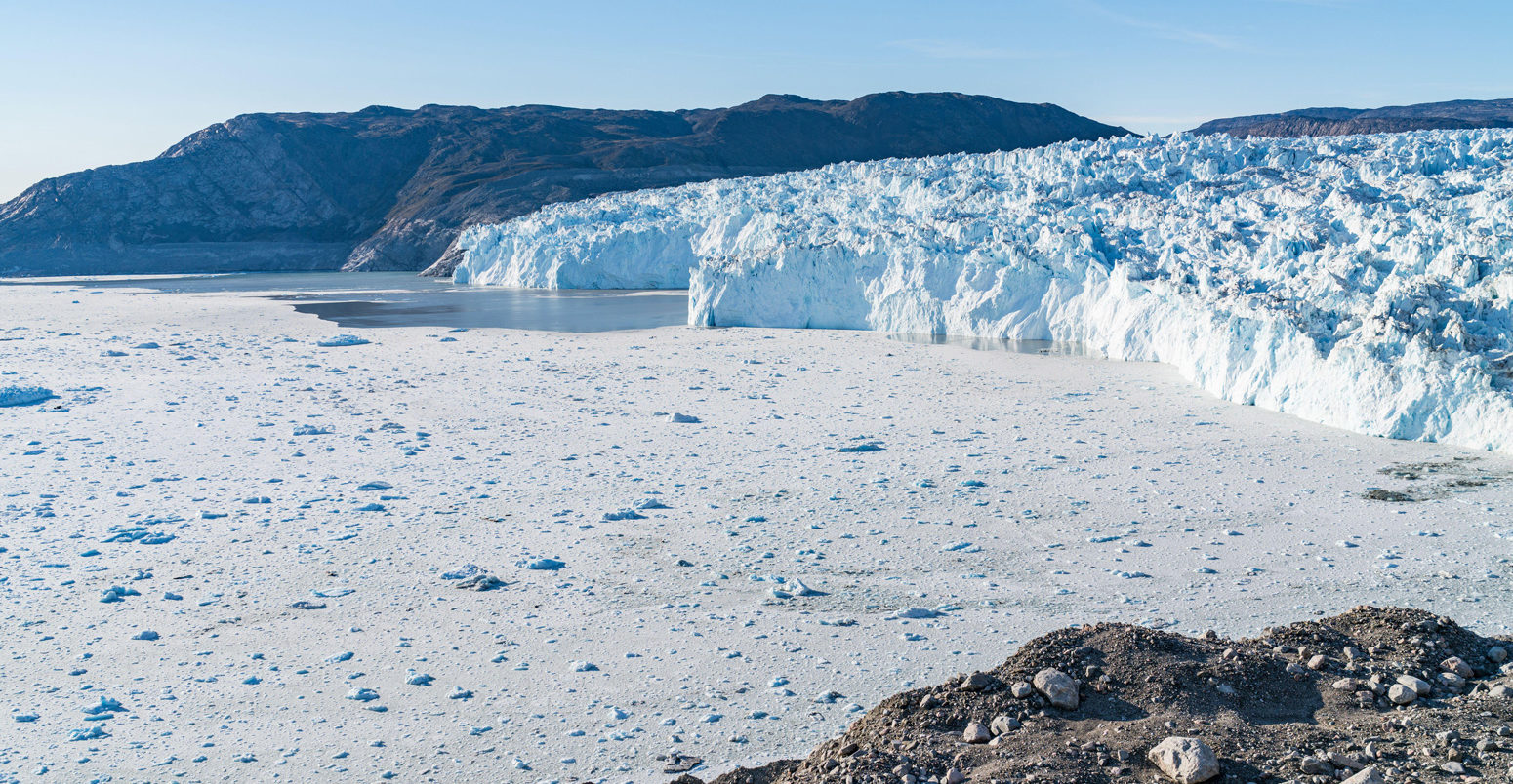 Glacier front of Eqi glacier in West Greenland.