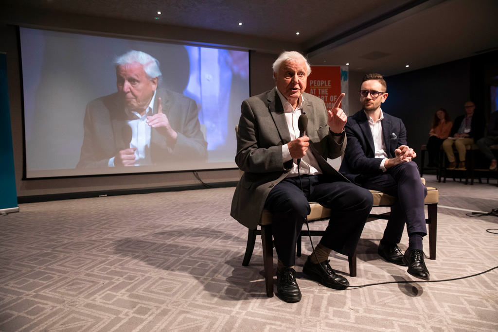 Sir David Attenborough and Chris Stark address the Climate Assembly