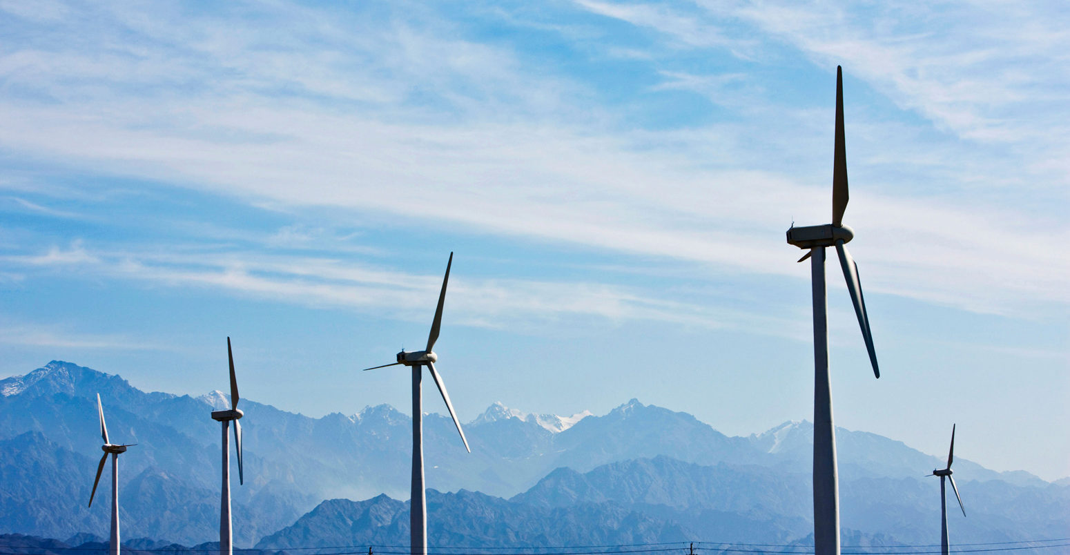 Wind mills in Dabancheng Wind Farm, Xinjiang Uyghur Autonomous Region, China.