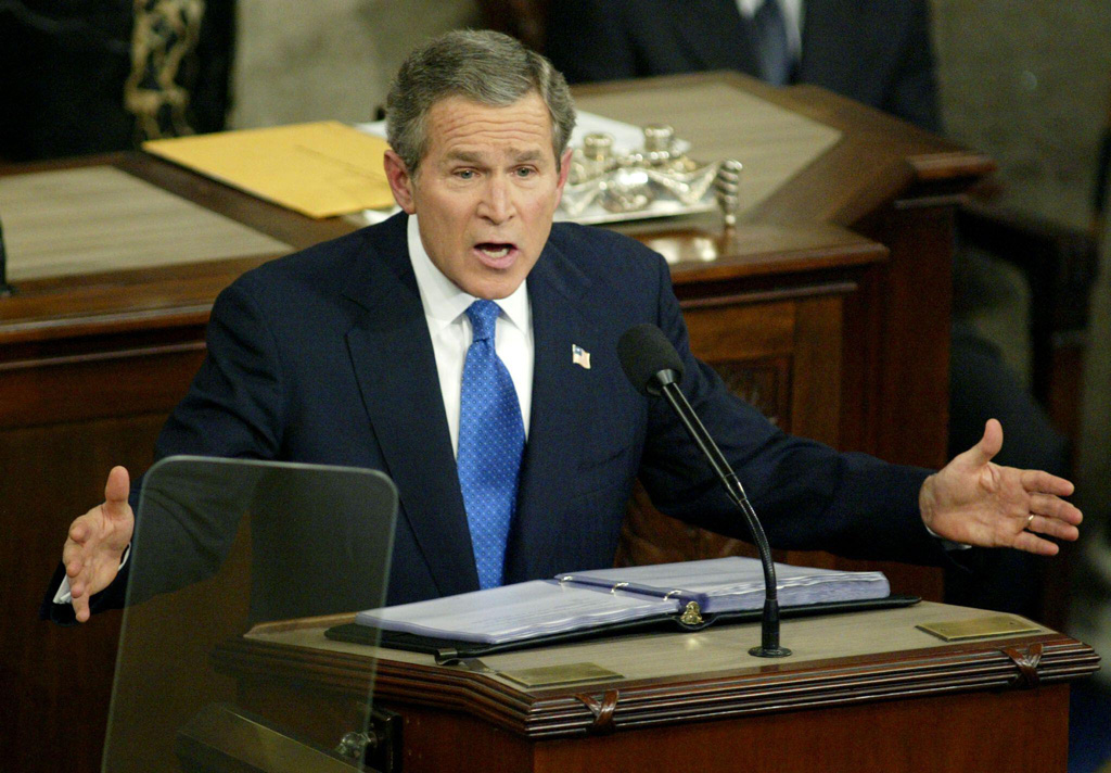 U.S. President George W. Bush delivers the 2003 State of the Union address