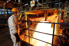A-chinese-worker-surveys-the-production-of-steel-at-a-steel-plant-in-Lianyungang-east-Chinas-Jiangsu-province