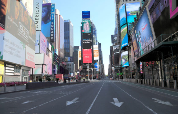 Empty-Times-Square-while-NYC-is-in-lockdown-during-亚博体育ioscoronavirus-pandemic