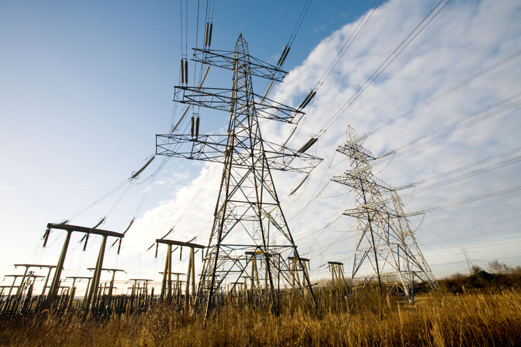 Energy-supply-electricity-sub-station-near-Cambuslang-pylons-supplying-electricity-to-the-central-belt-of-Scotland