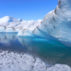 格陵兰岛融化冰 - 内陆冰盖上的冰洞。