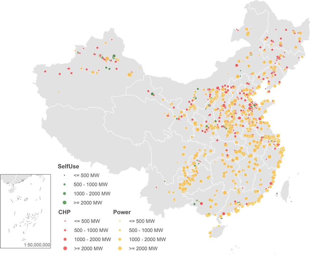 The 1037 existing coal-fired power plants in China