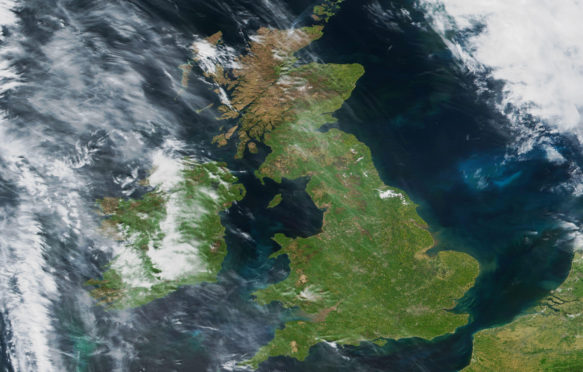 不列颠群岛从太空的景色