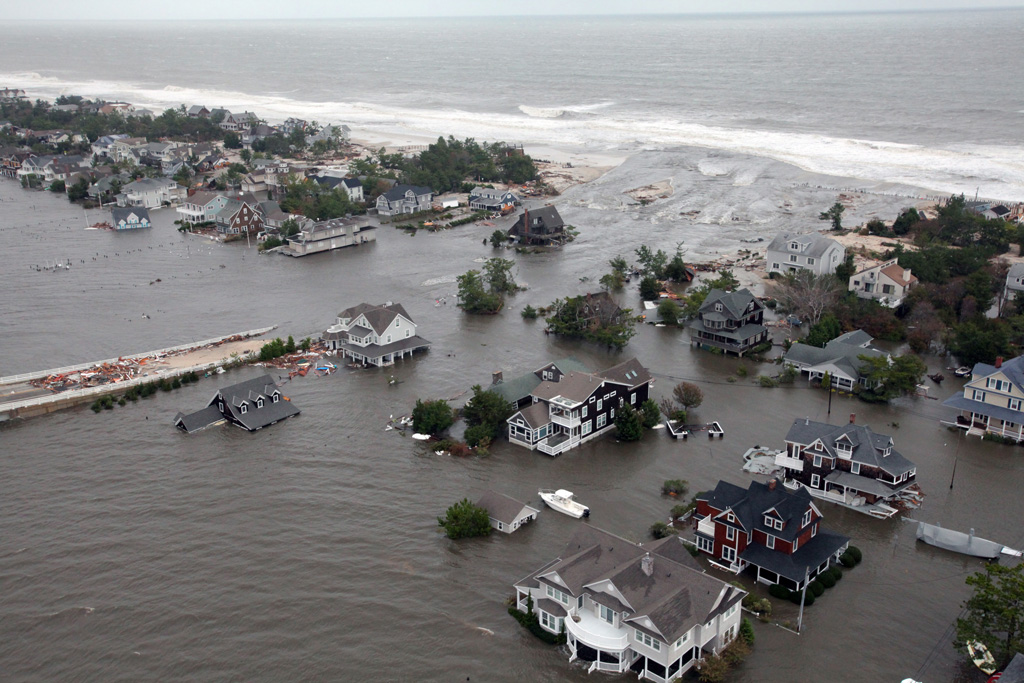 Aerial views of the damage caused by Hurricane Sandy to the New Jersey coast
