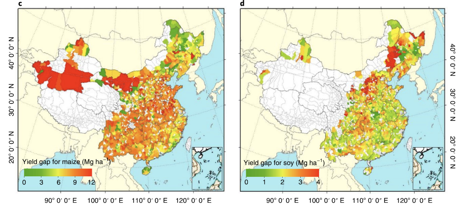 County-level yield gaps for maize and soy across China.png