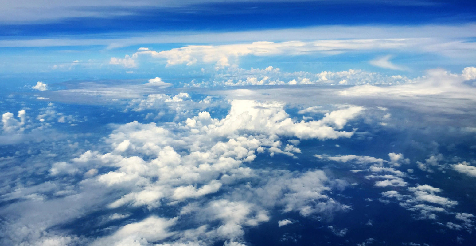 Aerial of clouds in a blue sky