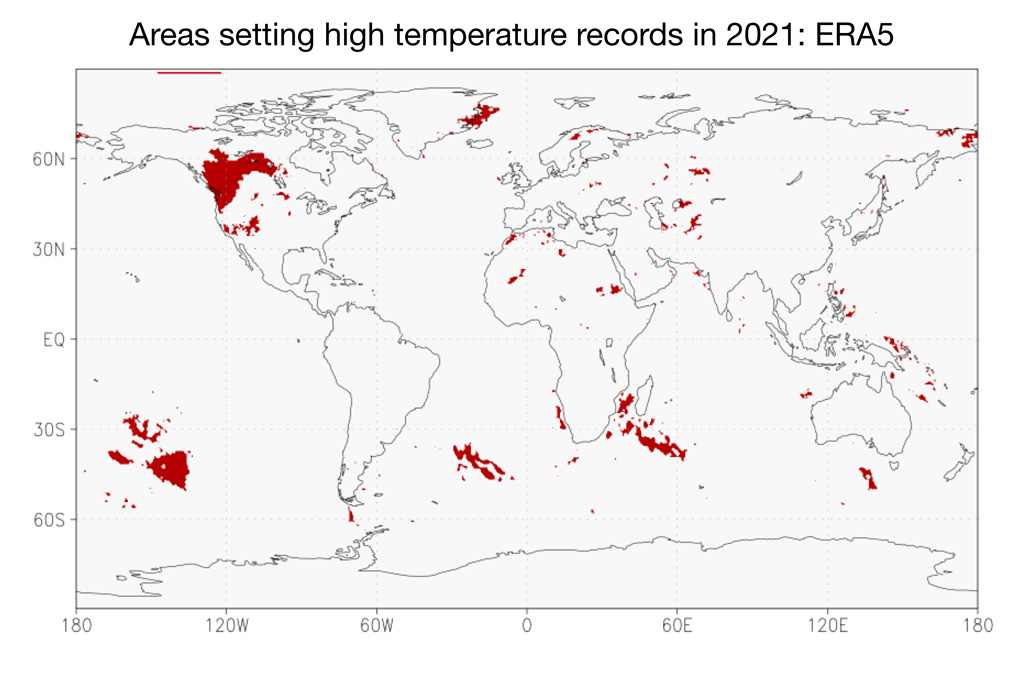 2021年迄今为止，这些地区创下了新的历史最高气温记录