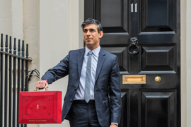 Rishi Sunak, Chancellor of the Exchequer, leaves No 11 Downing Street and heads to Parliament to give his Budget speech