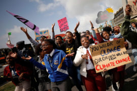 Young activists march as part of the Global Climate Strike of the movement Fridays for Future, in Cape Town. Credit: Reuters / Alamy Stock Photo.