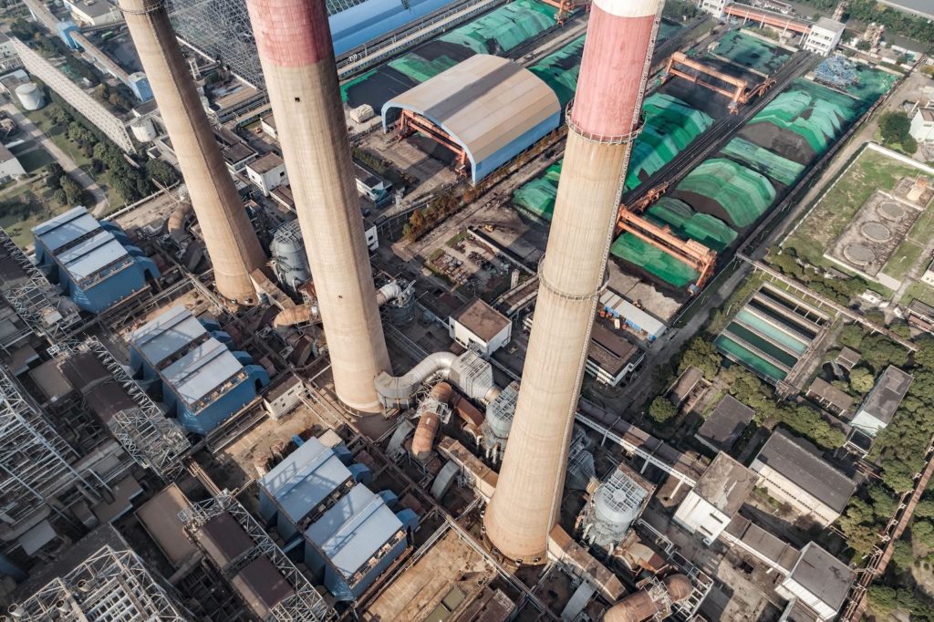 Aerial view of thermal power plant, Shanghai